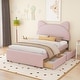 preview thumbnail 2 of 56, Upholstered Platform Bed with Cartoon Ear Headboard and Drawers