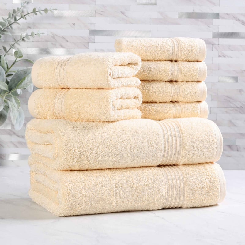 Superior Heritage Egyptian Cotton Absorbent 8-Piece Towel Set - Canary
