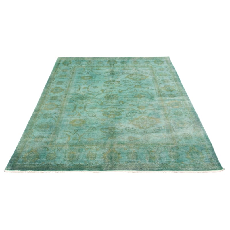 ECARPETGALLERY Hand-knotted Vibrance Cyan Wool Rug - 7'9 x 10'1