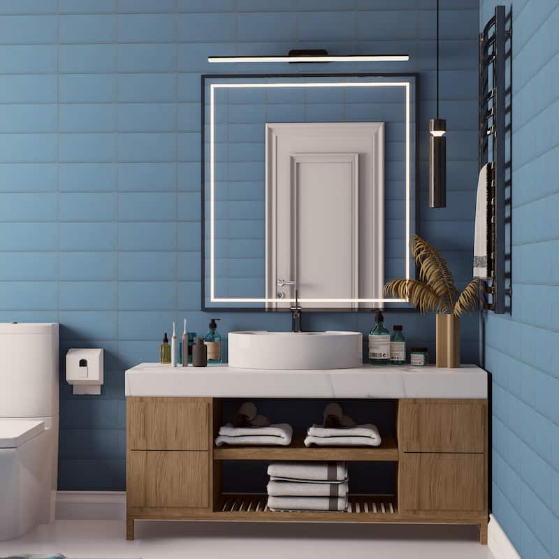 Merola Tile Piscina Brick Matte Blue 4-3/4" x 9-5/8" Porcelain Floor and Wall Tile
