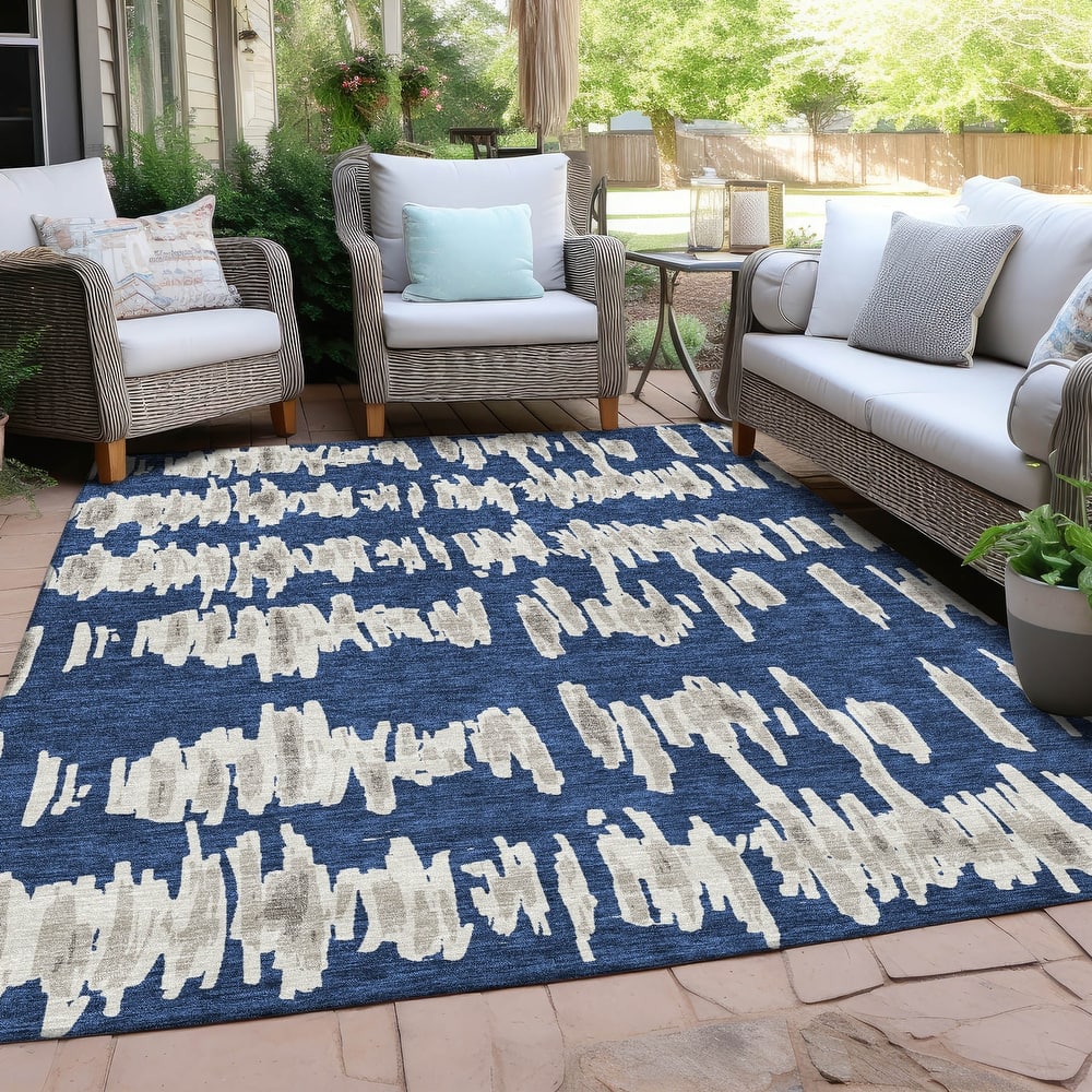 Machine Washable Indoor/ Outdoor Chantille Abstract Contemporary Rug