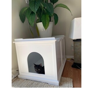 TRIXIE Pet Products White Wooden Extra-large Cat House and Litter Box