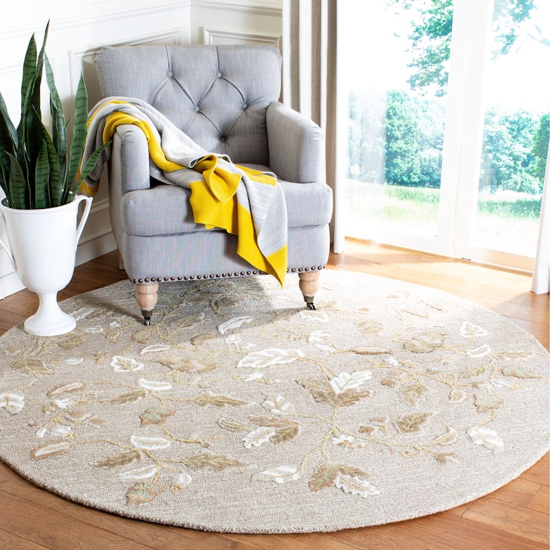 Martha Stewart by SAFAVIEH Autumn Woods Wool/Viscose Rug - 6' x 6' Round - Grey