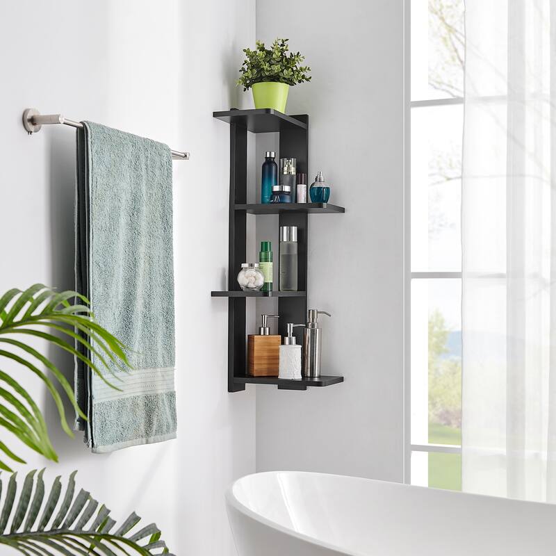 Danya B. Alvar Corner 4-Tier Floating Ledge Column Wall Shelf