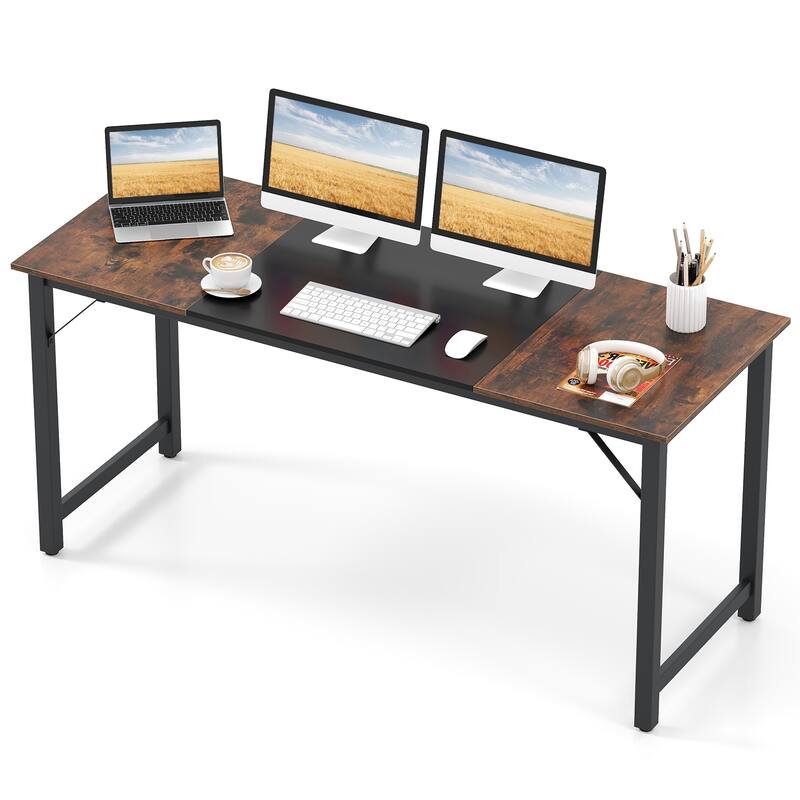 Gymax 2 PCS 63'' Computer Desk Modern Industrial Office Desk w/ Metal