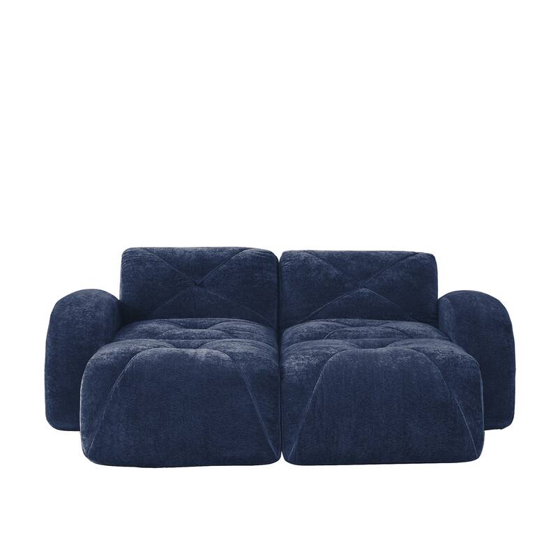 Velvet Tufted Loveseat Sofa Modular Couch, Boneless Deep Seat 2-Seater Couch, Available with/without Ottoman