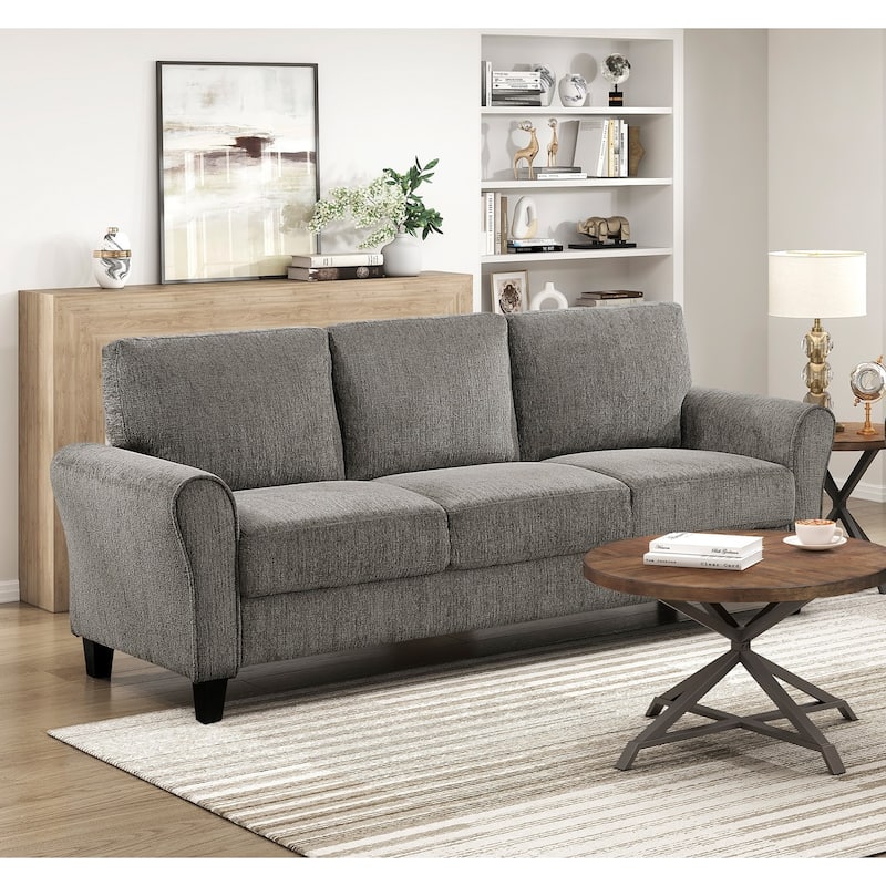 Classic Comfort Brown Gray Sofa with Solid Wood & Plywood Frame