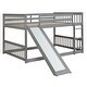 preview thumbnail 13 of 11, Full over Full Low Bunk Bed with Slide and Ladder