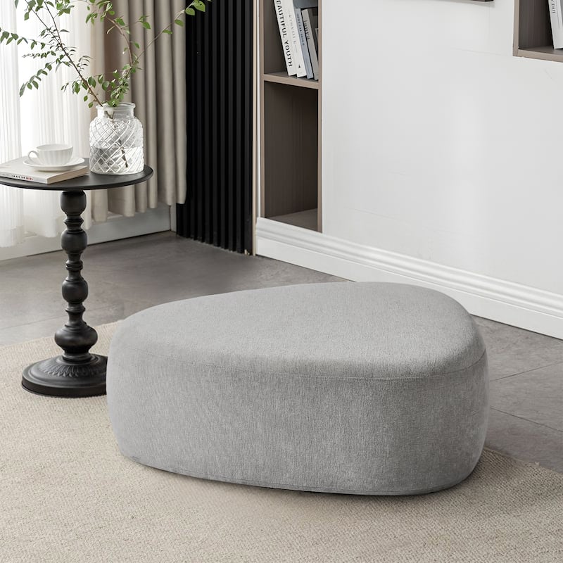 Leon 43" W Modern Oversized Chenille Triangular Cheese Ottoman