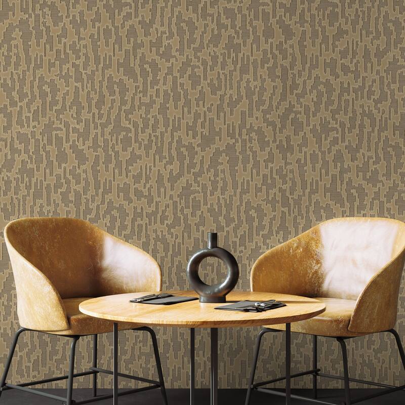 Abstract Metallic Accents Glam Solid Color Wallpaper - Gold