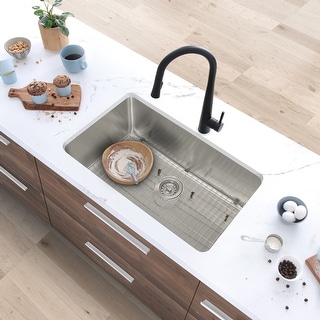 STYLISH 27 inches L x 18 inches W Stainless Steel 18 Gauge Single Basin Undermount Kitchen Sink with Basket Strainer