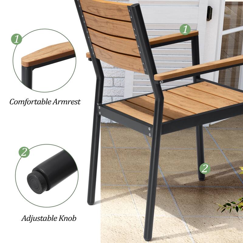 Pellebant 7/9PC Outdoor Rectangle Aluminum Dining Table with Stackable Chairs