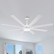 preview thumbnail 1 of 38, 65" Integrated LED White Dimmable Ceiling Fan with Light and Remote - 65" D x 65" W x 13.4" H White