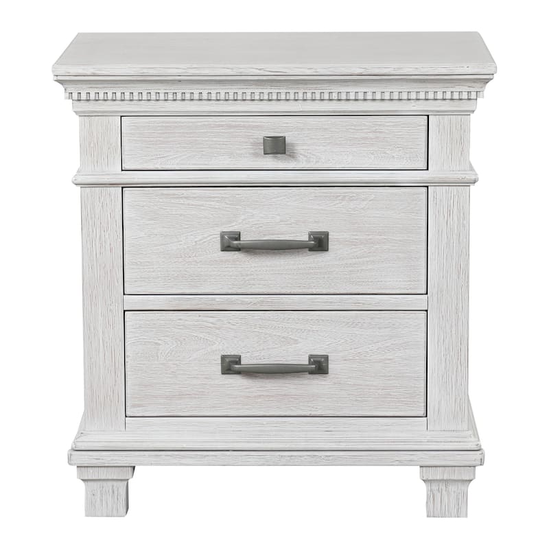 Furniture of America Eleanor 3-Piece Weathered Grey Wood Chest and 2-Nightstand Bedroom Set