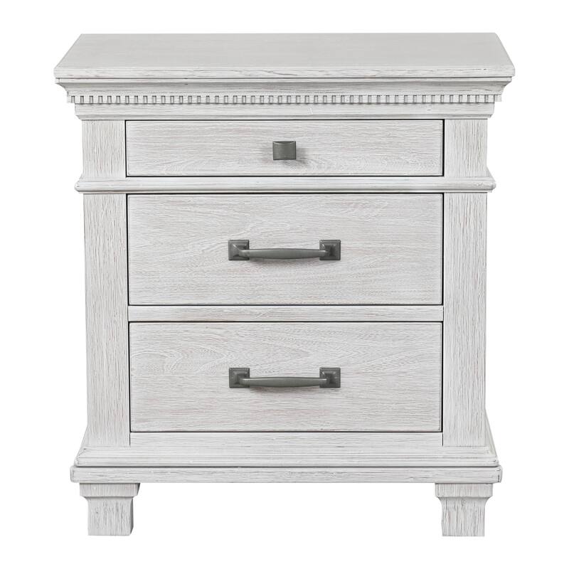 Furniture of America Eleanor Modern Rustic 4-Piece Weathered Grey Wood Panel Bedroom Set with Dentil Molding