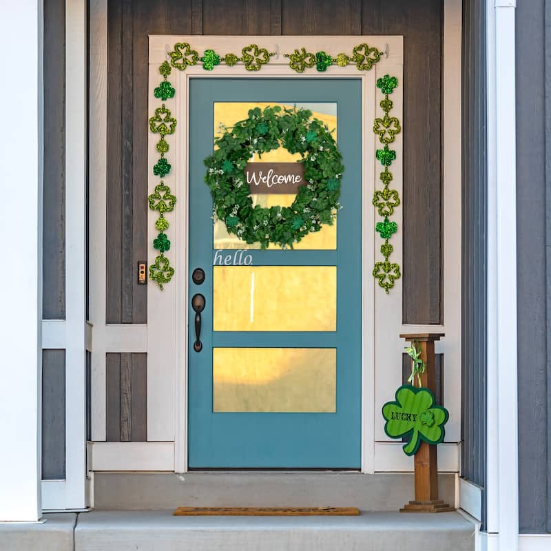 Shamrock Welcome St. Patrick's Day Twig Wreath - 20" - Unlit