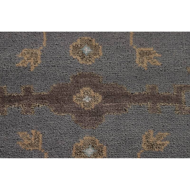 Gray Oushak Indian Area Rug Hand-Knotted Wool Carpet - 8'1"x 9'9"