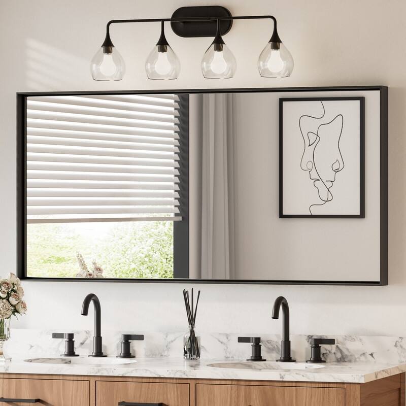 Keonjinn Aluminum Framed Wall Mount Bathroom Vanity Mirror