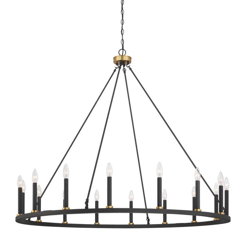 47In Farmhouse 16-light Large Round Wagon Wheel Candle Chandelier - 47'' D X 140'' H