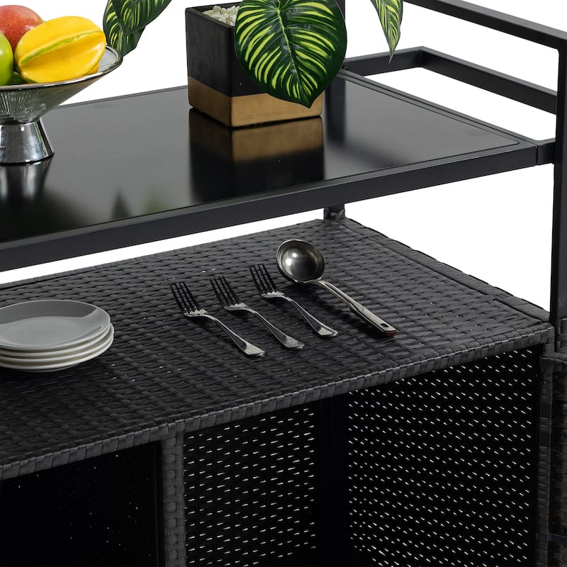 Outdoor Wicker Bar Cart