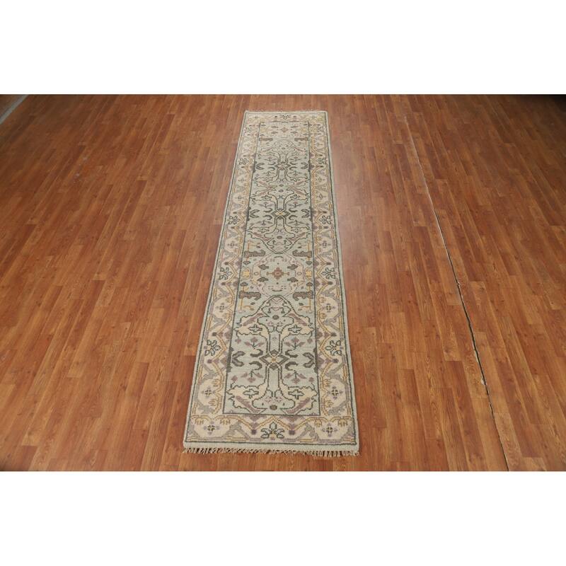 Oushak Oriental Runner Rug Hand-Knotted Transitional Wool Carpet - 2'6"x 9'9"