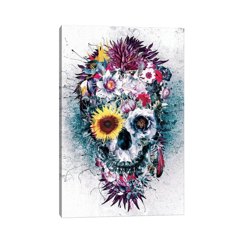 iCanvas "Skull Blue" by Riza Peker Canvas Print
