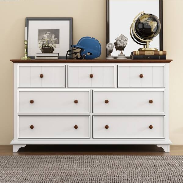 Space-Saving Brown Wooden 7-Drawer Dresser for Bedroom and Living Room -  Bed Bath & Beyond - 38295574