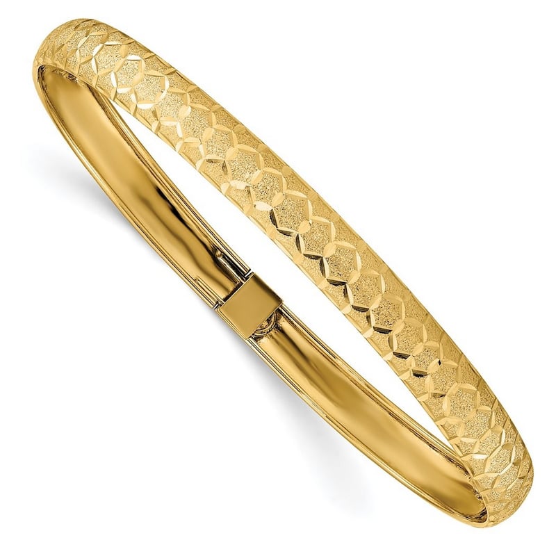 Curata 14k Hexagonal Sparkle-Cut Flexible Bangle Bracelet