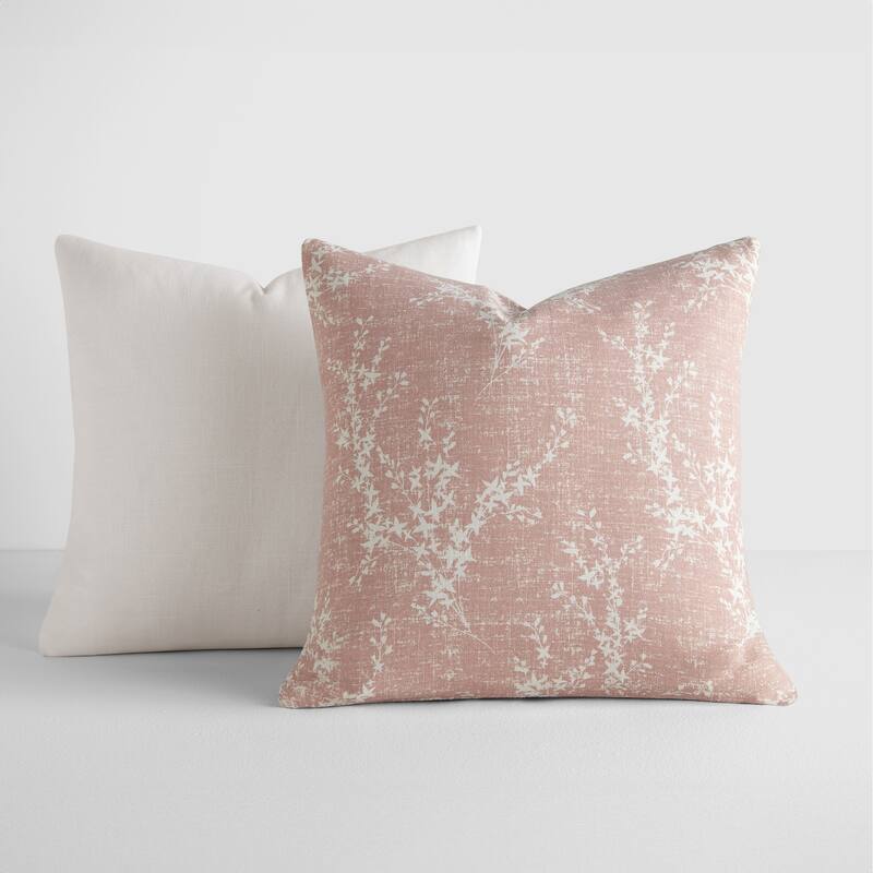 2-Pack Cotton Slub Decor Throw Pillows in Willow - Rose
