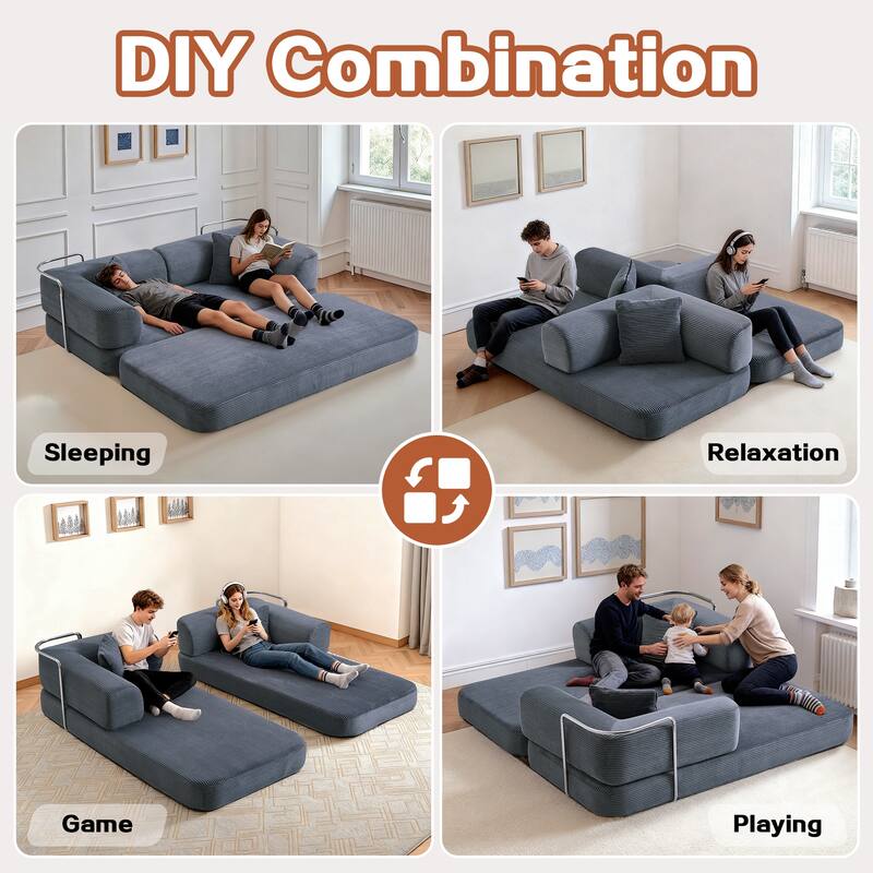 Floor Couch,Compressed Sofa,Convertible Floor Sofa Bed,Enhanced Frame stability,Comfy Couch Lounge Sleeper Bed