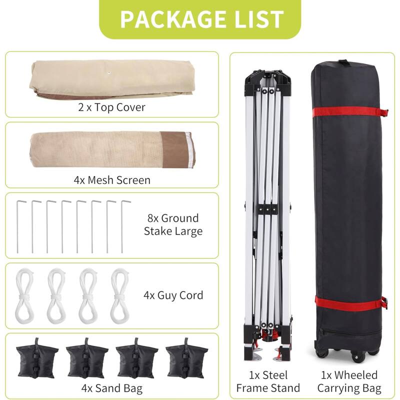 Modern Waterproof 10X10 Ft Instant Pop-Up Gazebo, All-Weather Canopy Tent for Patio, Garden, Backyard, Party - N/A