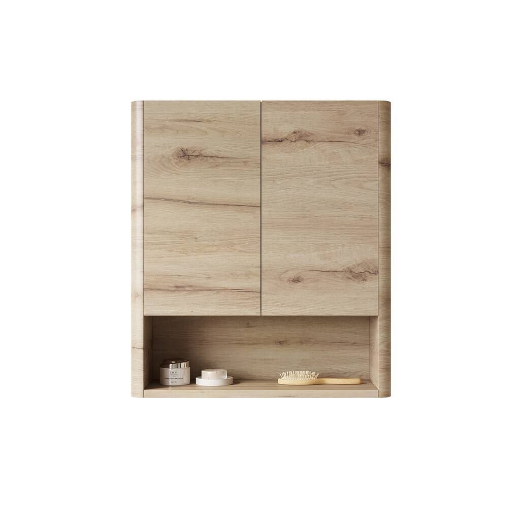 26" Wall-Mounted Bathroom Cabinet, with Doors, Shelf and Open Storage Compartment Over The Toilet Storage Cabinet for Bathroom