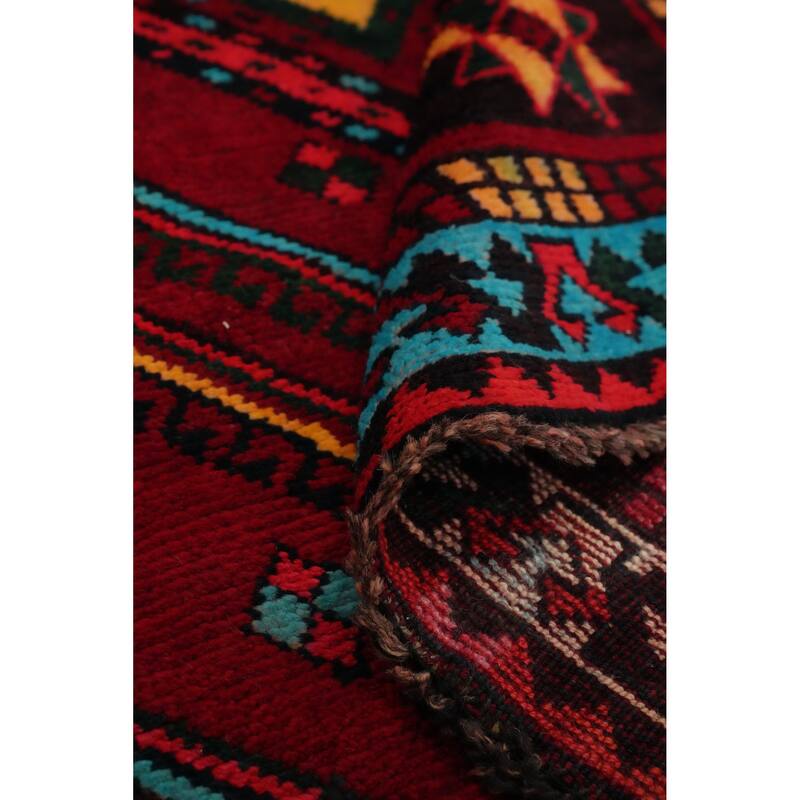 Hand Knotted Oriental 100% Wool Carpet Traditional Tribal Red Shiraz Area Rug - 9' 5'' X 4' 11''