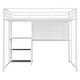 preview thumbnail 3 of 7, Metal Loft Bed Frame with Desk and Whiteboard, Full Size Loft Bed with 3 Shelves, Ladder and Guardrails for Kids, Teens - White