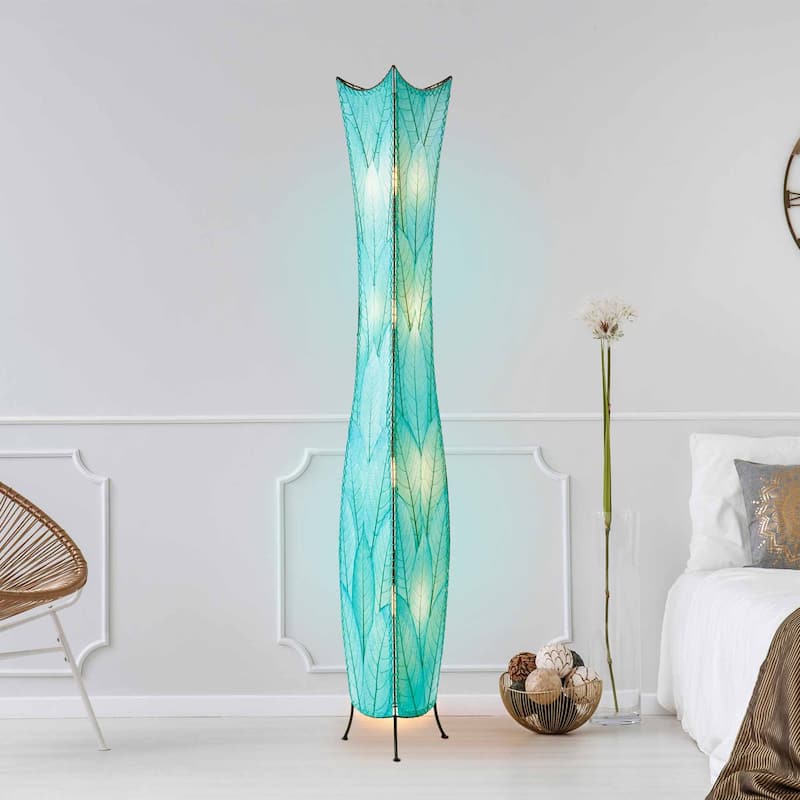 Eangee Handmade Flowerbud Giant Floor Lamp, Cocoa Leaves Shade, 13 x 13 x 72 in.