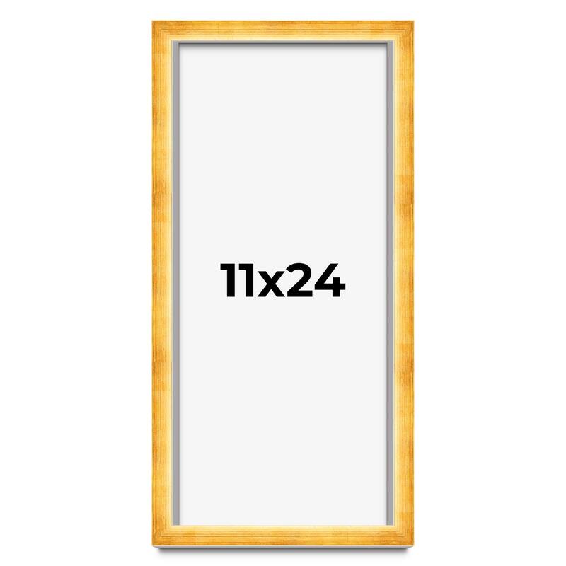 11x24 Shadow Box Frame Gold | 1.625 Inches Deep Real Wood Traditional