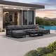 preview thumbnail 42 of 75, PURPLE LEAF Caesar Outdoor Couch with 9.6" Thick Cushion and Table for Yard Porch Deck, Grey Outdoor Patio Conversation Sets 5 Seats+2 Ottomans+1 Table - U-shaped