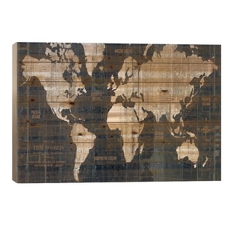 Old World Map Blue Print On Wood by Wild Apple Portfolio - Multi-Color