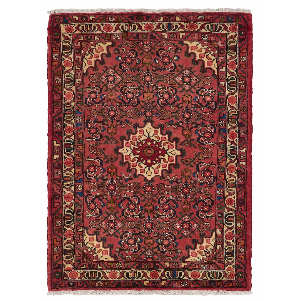 ECARPETGALLERY Hand-knotted Andelz Red Wool Rug - 3'6 x 4'10