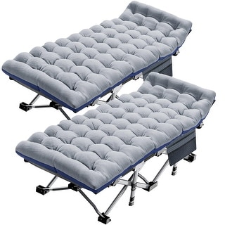 2PACK Folding Camping Cots for Adults, Double Layer 1200D Sleeping Cot ...