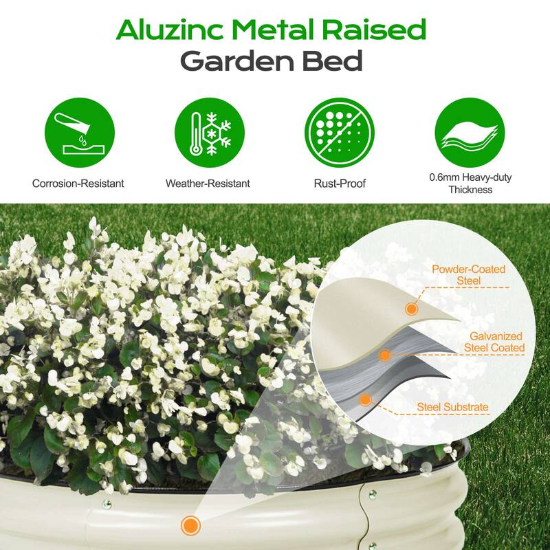 Aoodor 2 in 1 Modular Aluzinc Metal Raised Garden Bed 63''(L) x32''(W) x32''(H) - 63''(L) x32''(W) x32''(H)