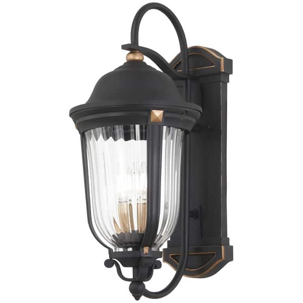 slide 2 of 8, The Great Outdoors Peale Street 4 Light 28" Tall Outdoor Wall Sconce Sand Coal / Vermeil Gold