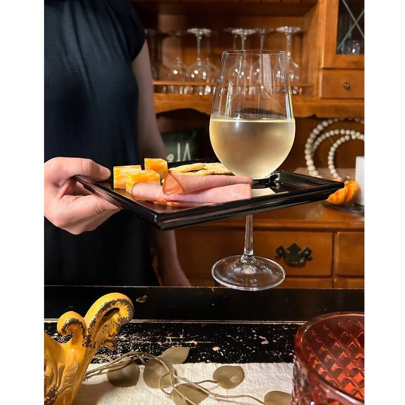 Vino Square Smoke Wine and Cheese Plate 7.5" Set / 6