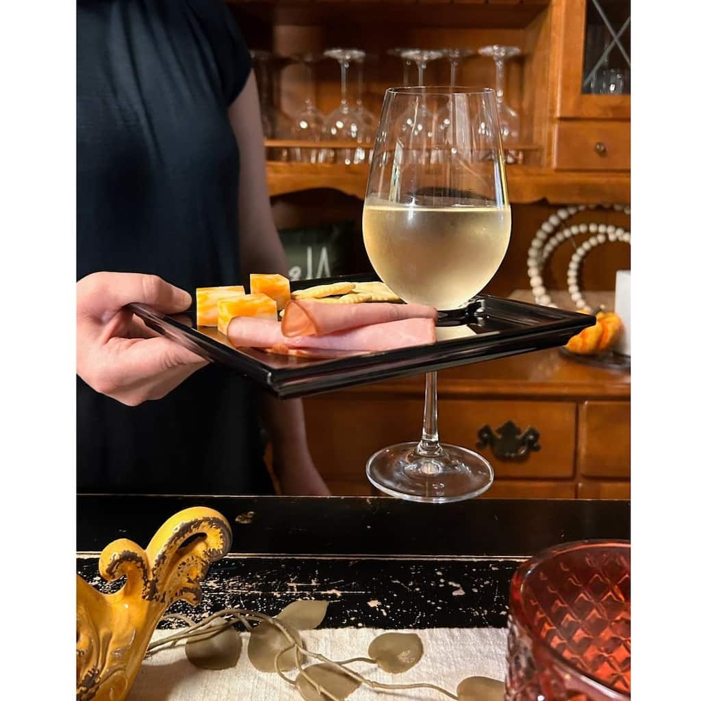 Vino Square Smoke Wine and Cheese Plate 7.5" Set / 6