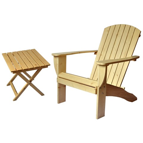Riverstone Solid Cedar Adirondack Extra Wide Chair with build in bottle opener & matching folding table - Unfinished
