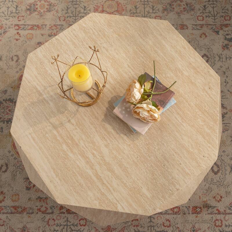 Modern Farmhouse Coffee Table Drum Coffee Table - Natural Wood