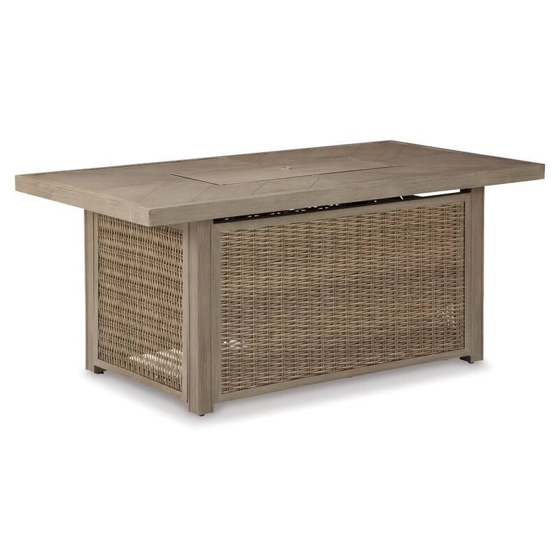 Beachcroft Outdoor Rectangular Fire Pit Table - 58" W x 30" D x 25.13" H