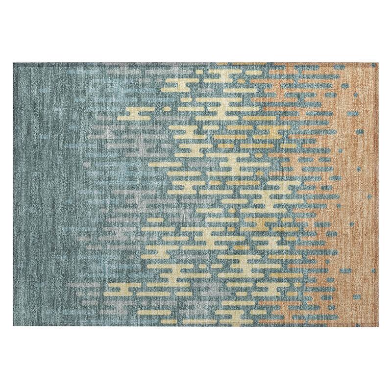 Machine Washable Indoor/ Outdoor Modern Kingman Chantille Rug