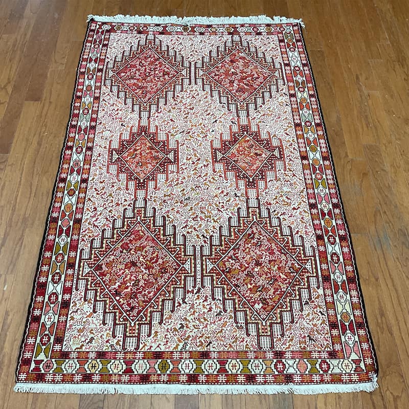 HERAT ORIENTAL Handmade Soumak Silk Rug - 4' x 6'6"