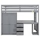 preview thumbnail 15 of 15, Gray Full Size Twin Size Pine Wood Loft Bed with Wardrobe, Desk and Storage Drawers for Bedroom